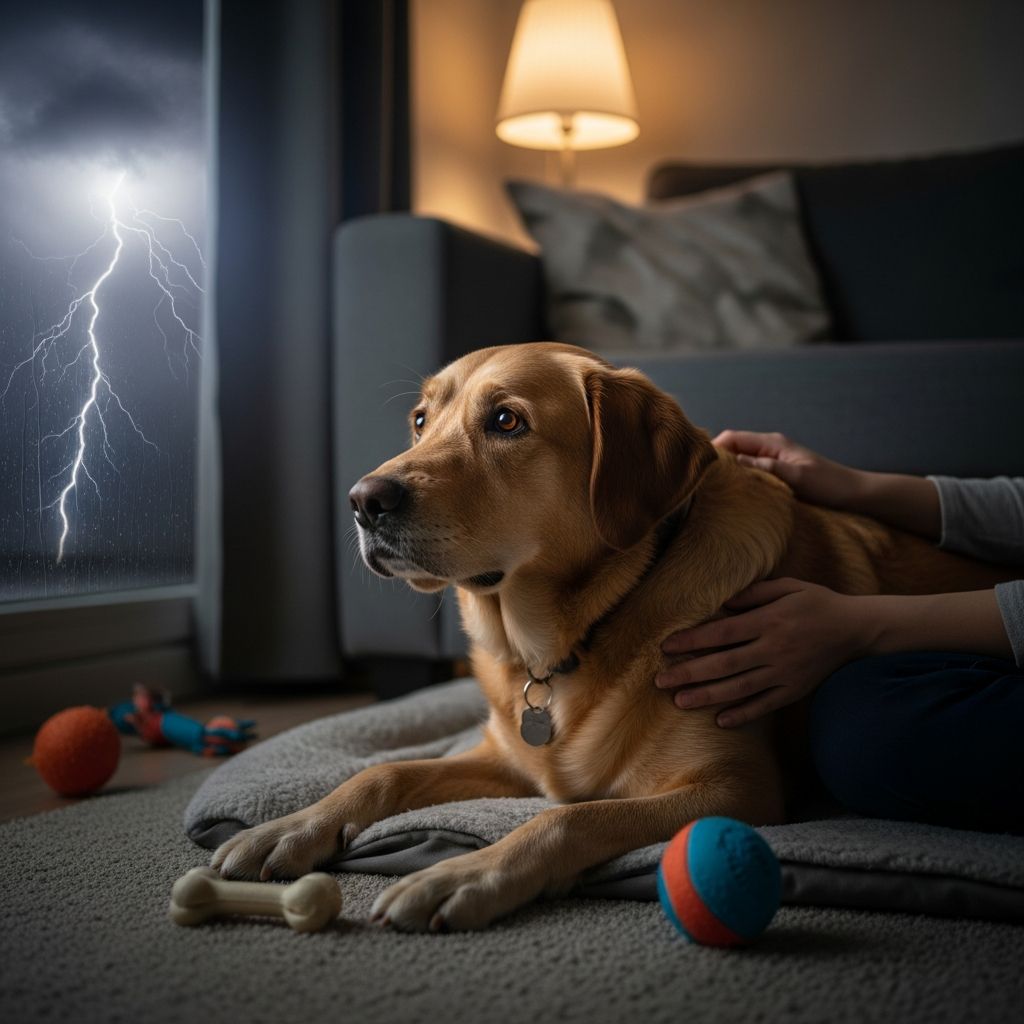 Pet Storm Anxiety: Practical Strategies To Calm Pets Discover proven strategies to help dogs and cats overcome anxiety from thunderstorms and loud noises for a calmer home.