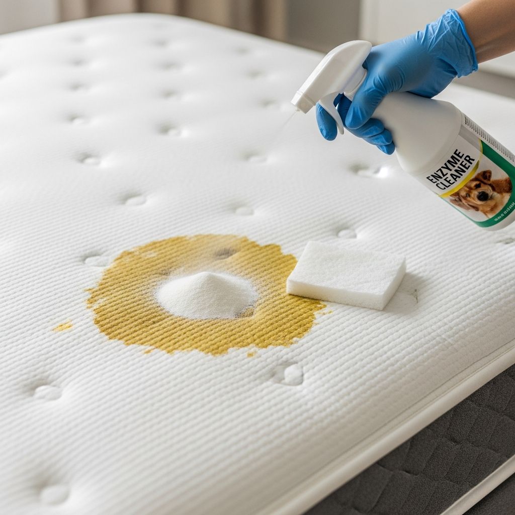 Complete guide to removing dog urine stains and odors from your mattress permanently.