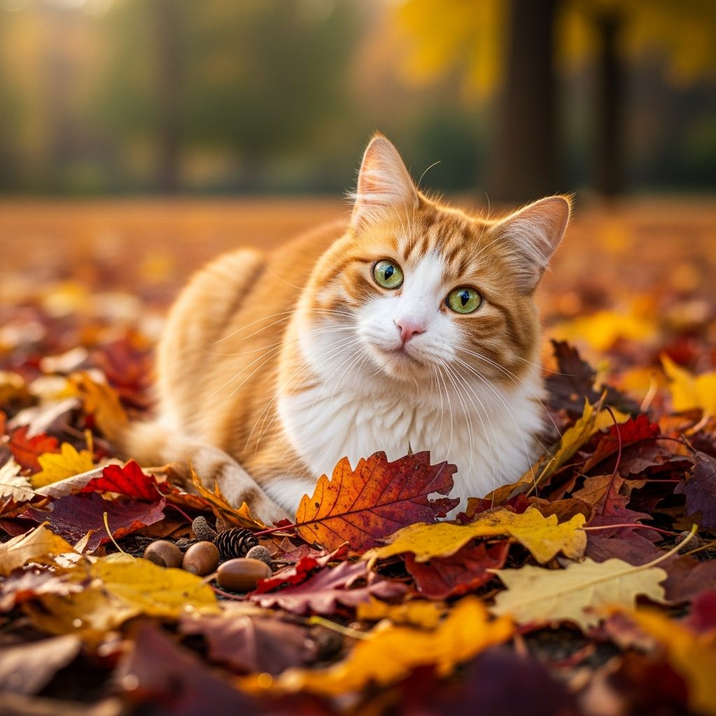 Discover 200+ cozy, autumn-themed cat names inspired by fall colors, foods, Halloween, and nature for your perfect feline companion.