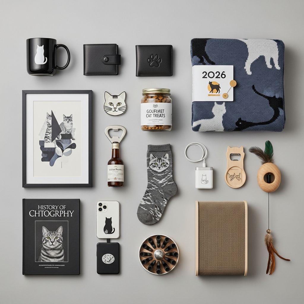 Discover 19 fun, practical, and unique gift ideas for the cat-loving man in your life, from apparel to tech gadgets.