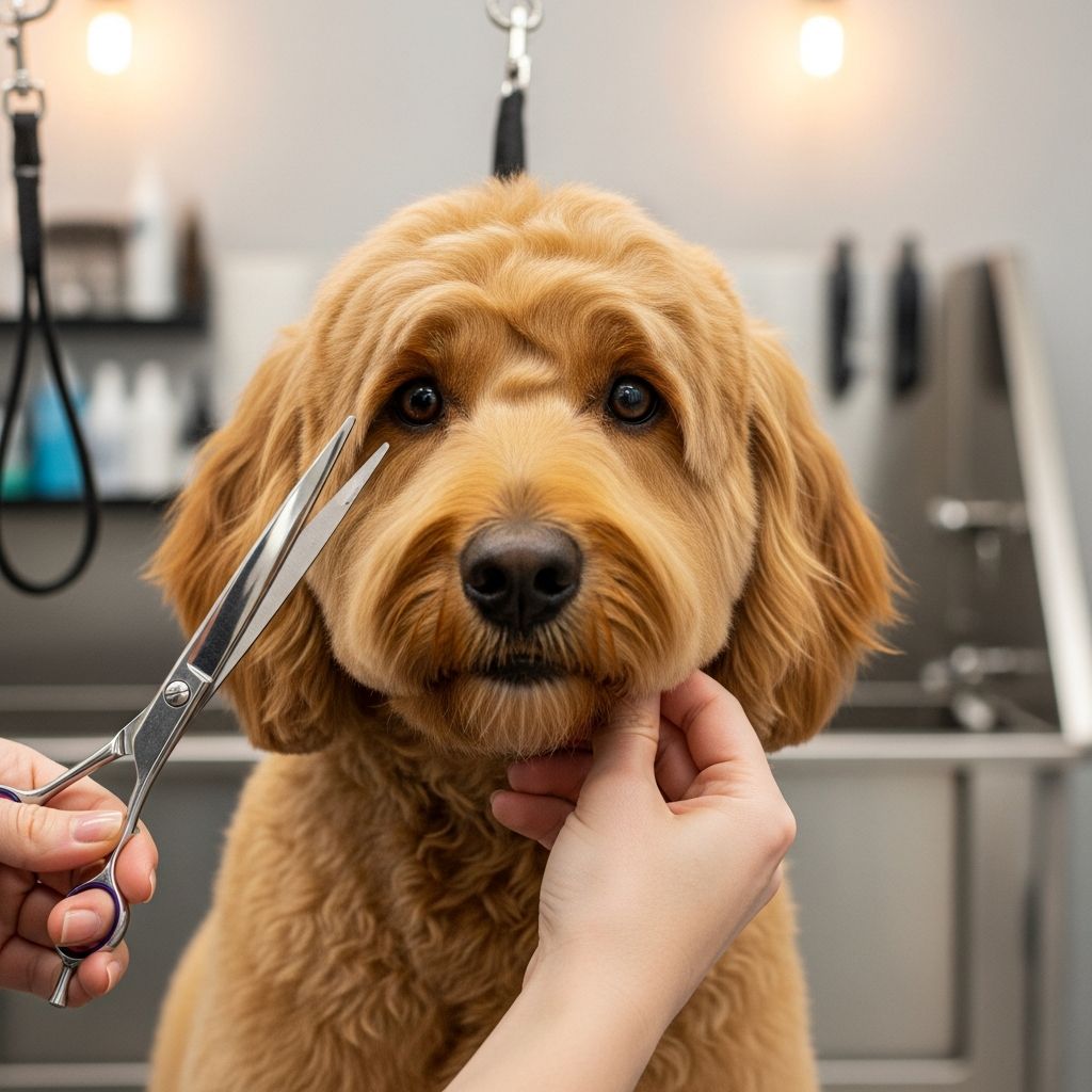 Master professional grooming methods for your Goldendoodle's distinctive face