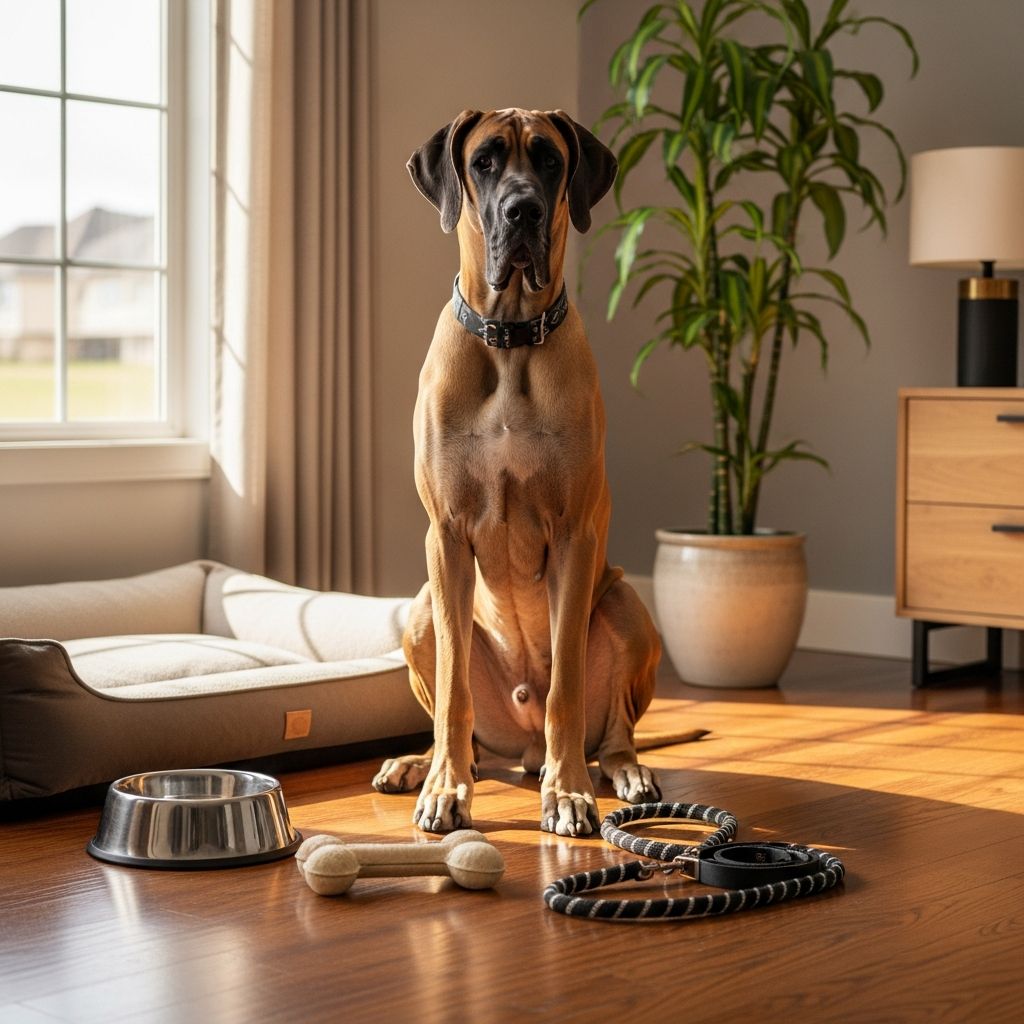 Great Dane Essentials: Complete Care, Training, & Health Guide Discover the history, traits, care needs, and joys of owning the majestic Great Dane, known as the gentle giant of dog breeds.