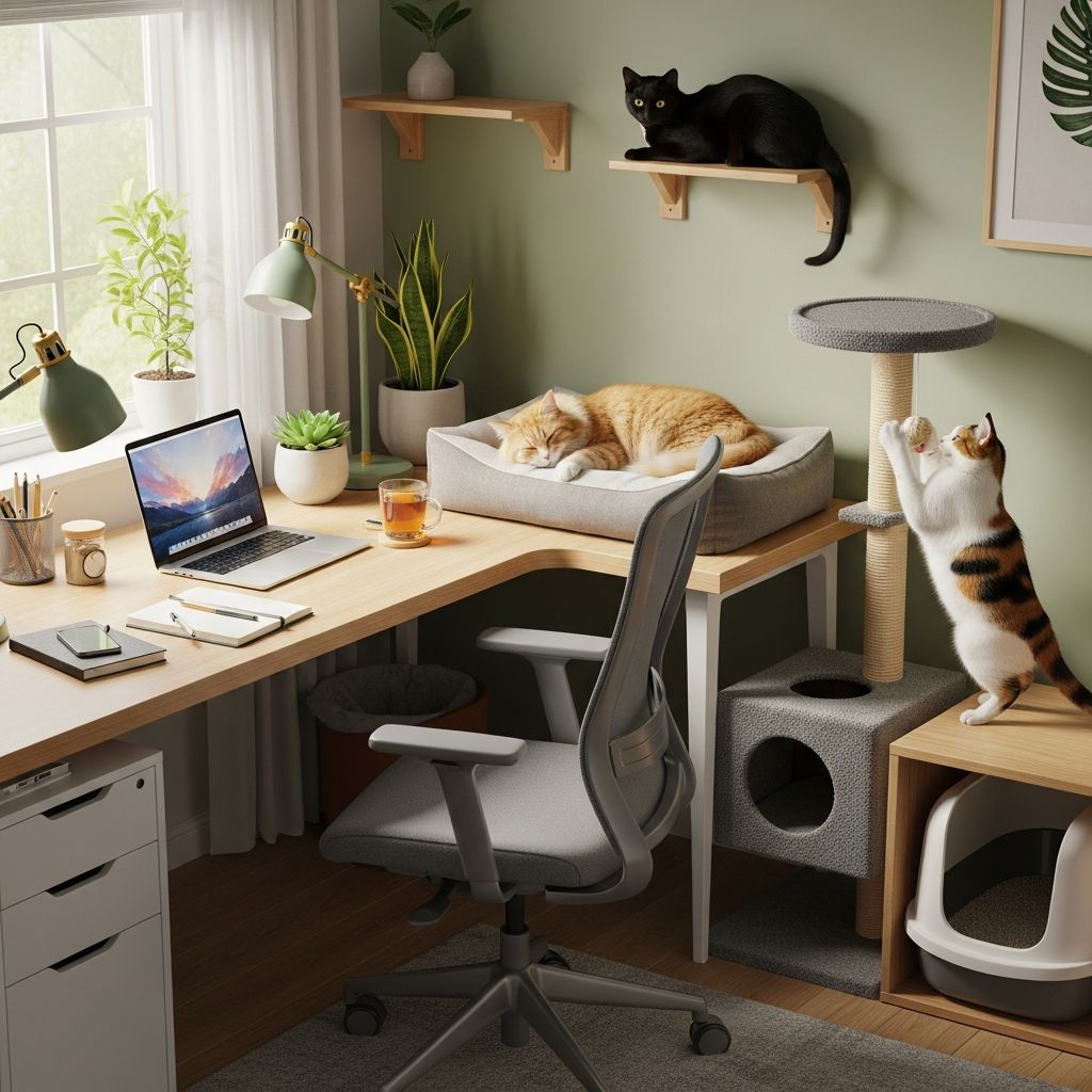 Master the art of productivity and feline companionship in your remote workspace with practical strategies for a purr-fect balance.