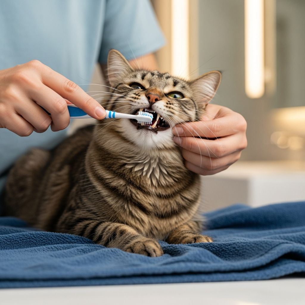 Step-by-step guide to brushing your cat's teeth at home for better oral health and preventing dental issues.