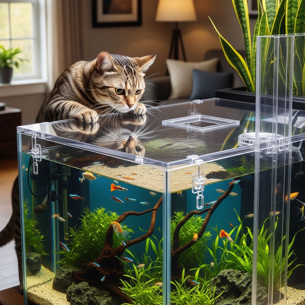 Essential strategies to safeguard your aquarium from curious cats while ensuring fish safety and harmony at home.