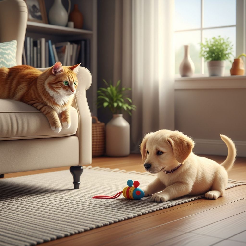 How To Get A Cat To Like A Puppy: 10 Vet-Approved Steps Expert tips to help your cat and new puppy become friends, ensuring a peaceful multi-pet household.