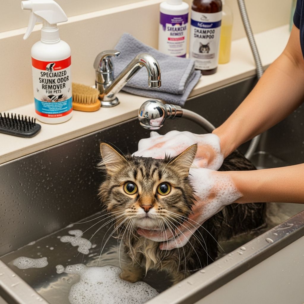 How To Get Skunk Smell Off Your Cat: 3 Quick Expert Methods Discover proven methods to safely remove skunk odor from your cat, from baths to sprays and powders.