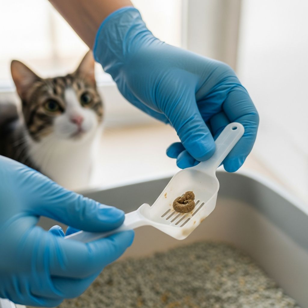 Step-by-step guide to safely collect fresh cat stool samples for vital veterinary tests and diagnosis.