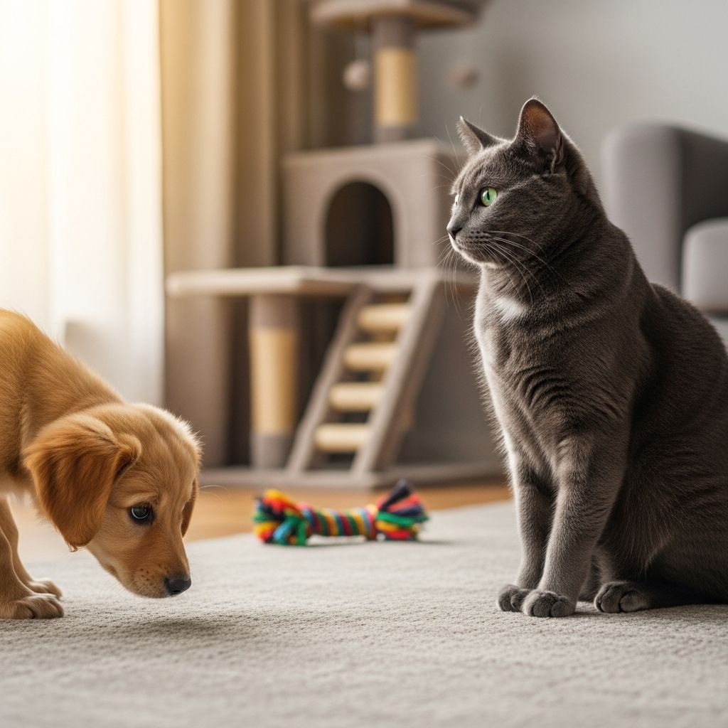 Step-by-step guide to safely introducing your new puppy to your resident cat.