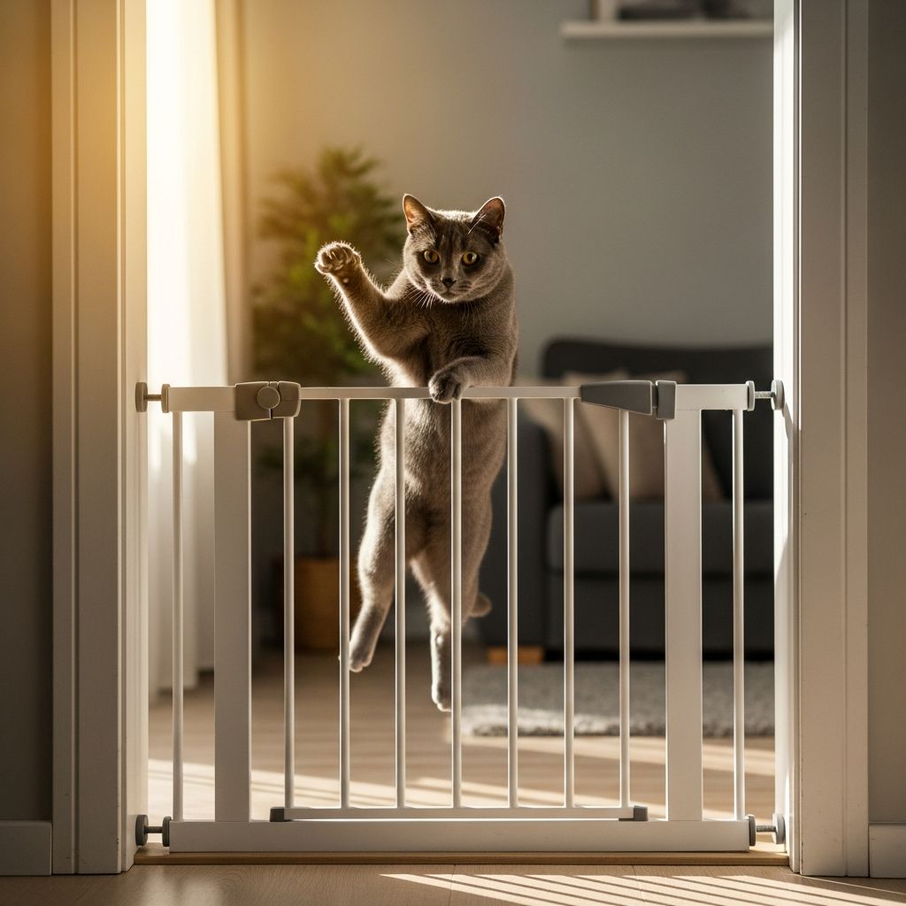 How to Keep a Cat from Jumping Over a Gate Effective strategies and DIY solutions to prevent your agile cat from leaping over baby gates and barriers indoors.