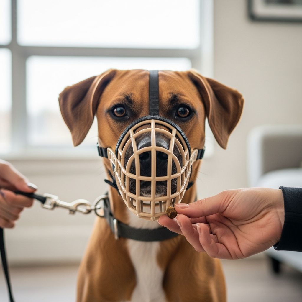 Step-by-step guide to positively muzzle train your dog for safety, vet visits, and grooming without stress or fear.