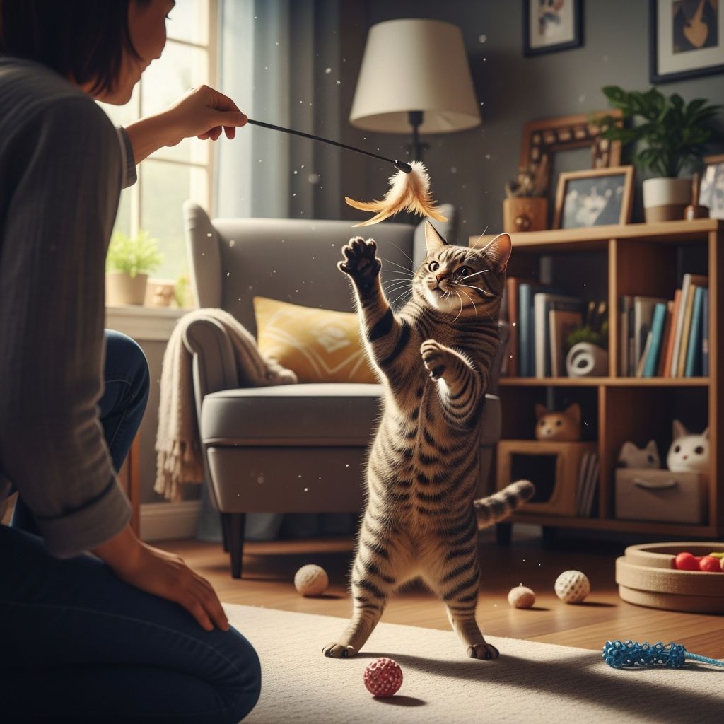 Expert tips from cat behaviorist Mikel Delgado on interactive play to keep your feline happy, healthy, and bonded.