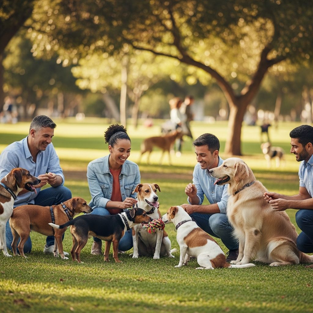Essential guide to puppy and adult dog socialization for confident, well-adjusted pets through positive experiences.