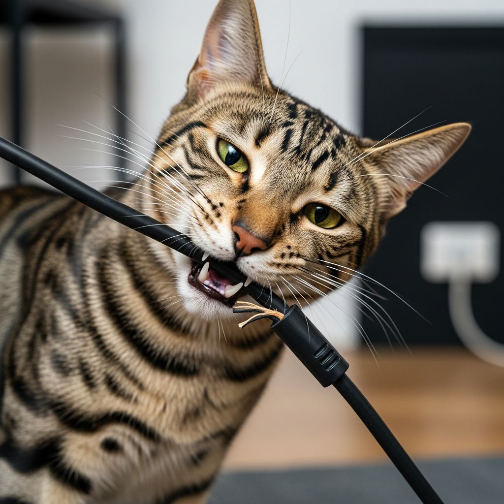 How to Stop Cat Chewing Electric Cords: Safety Tips Protect your cat from electrical hazards with proven strategies to prevent cord chewing behavior.
