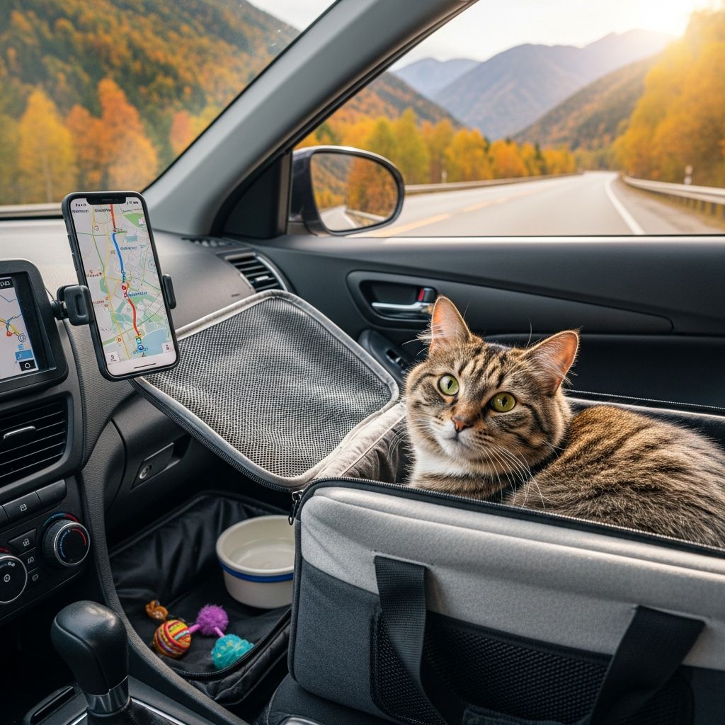 Essential guide to stress-free road trips with your feline friend: preparation, packing, and travel tips for happy adventures.
