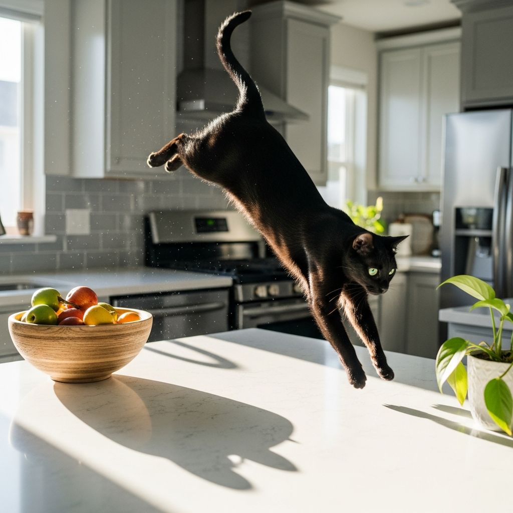 Effective, humane strategies to keep your cat off kitchen counters while addressing their natural instincts for height, food, and fun.