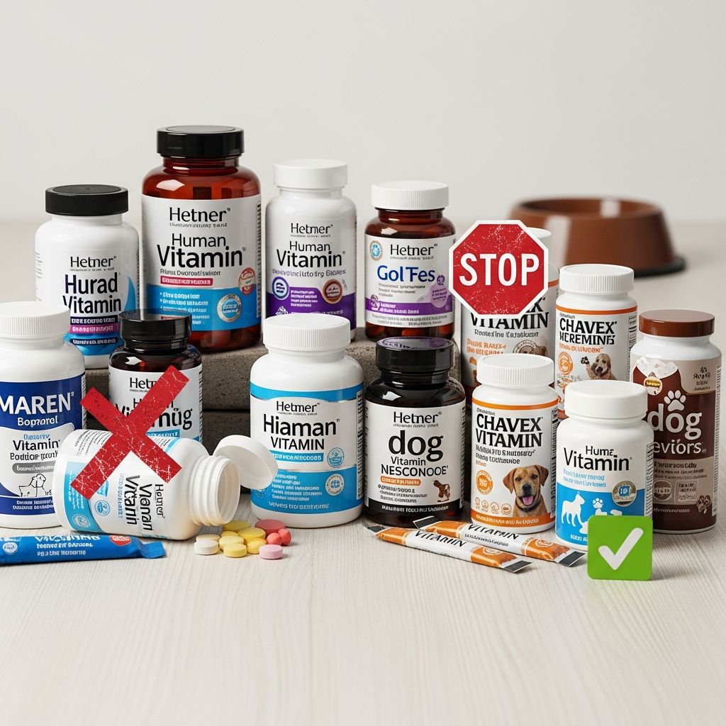 Discover why human vitamins pose serious risks to your dog and what veterinarians recommend instead.