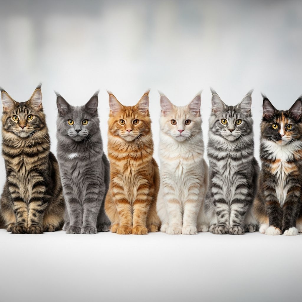 Explore the stunning variety of Maine Coon cat colors and patterns, from classic tabbies to rare shaded coats and everything in between.