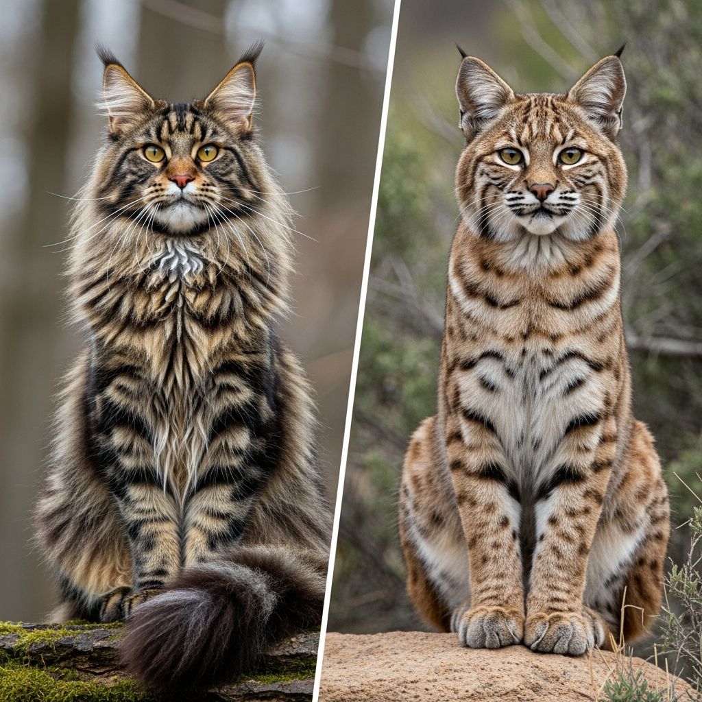 Maine Coon Vs Bobcat: 11 Key Differences To Know Discover the striking similarities and profound differences between the gentle giant Maine Coon and the wild bobcat in size, behavior, and more.