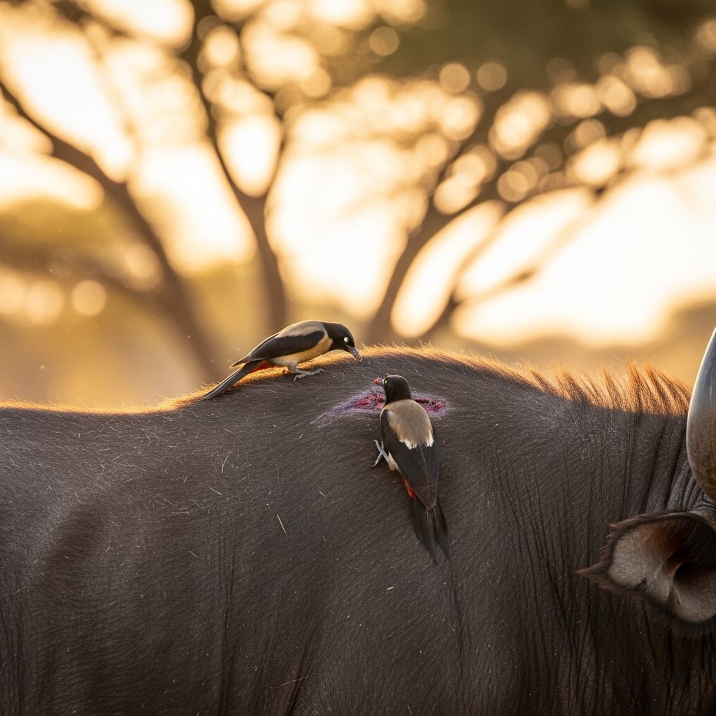 Oxpeckers: Nature’s Paradox Between Aid and Exploitation Exploring the complex relationship between oxpeckers and their mammalian hosts in African ecosystems