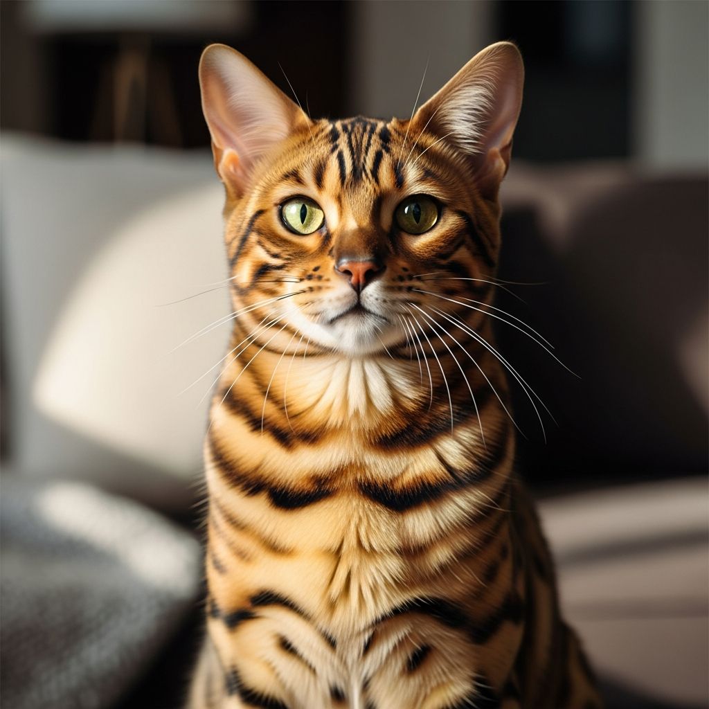 Discover the Toyger: a domestic cat with tiger-like stripes, friendly personality, and easy-care needs for modern homes.