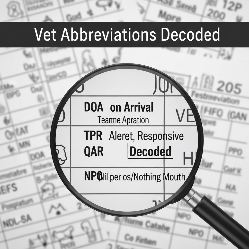 Vet Abbreviations Decoded: Complete Veterinary Shorthand Guide Master essential veterinary shorthand to better understand your pet's medical records and care instructions.