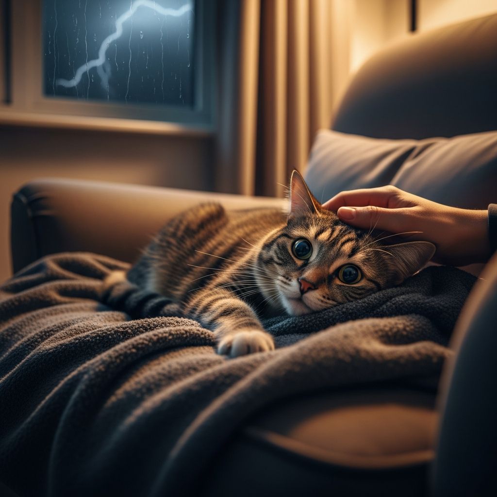 How To Calm A Cat During Thunderstorms: 16 Vet-Reviewed Methods Discover 16 vet-reviewed methods to soothe your cat's thunderstorm anxiety and keep them safe and calm.
