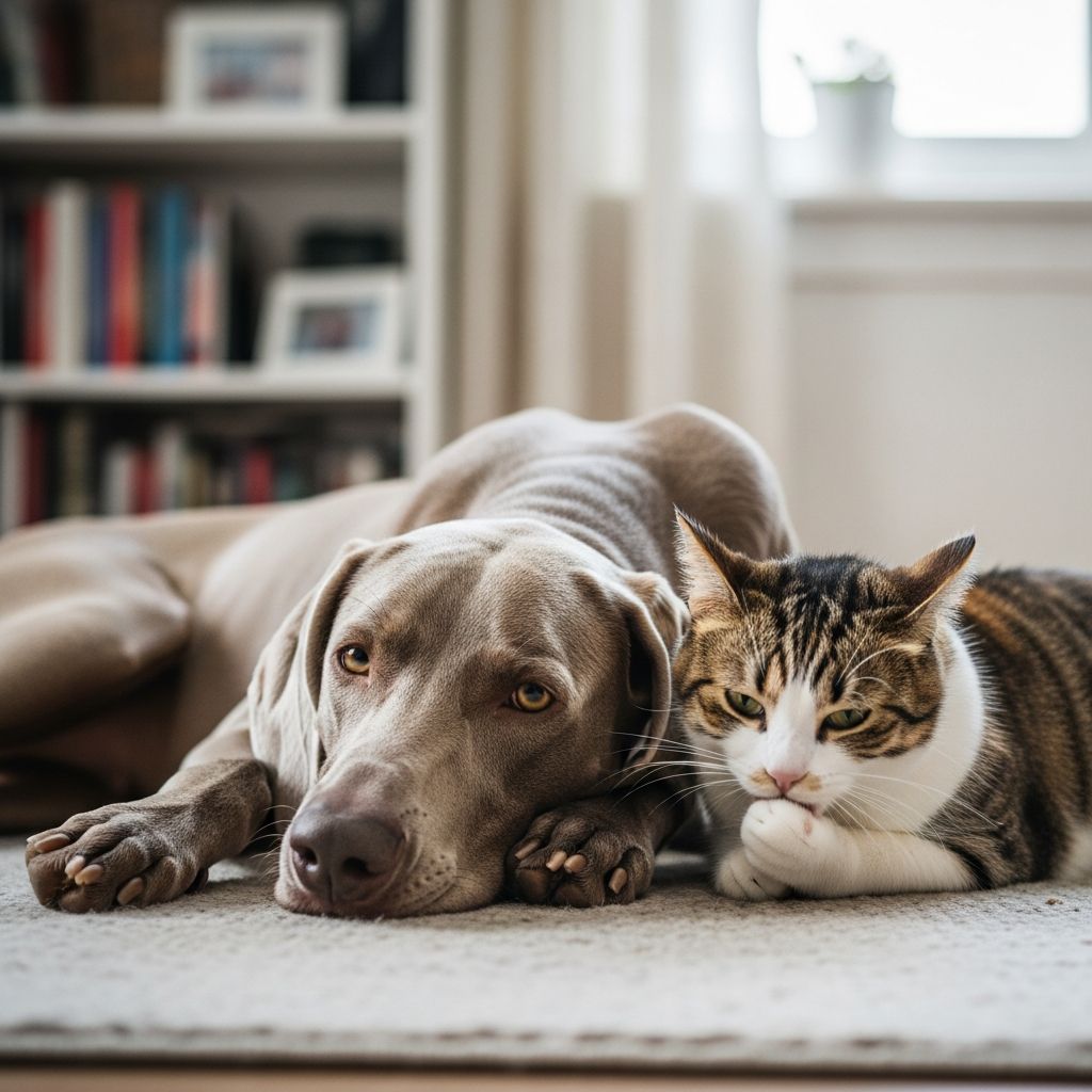 Weimaraners and Cats: Compatibility Guide Discover if energetic Weimaraners can safely share a home with cats through proper training, early socialization, and realistic expectations.