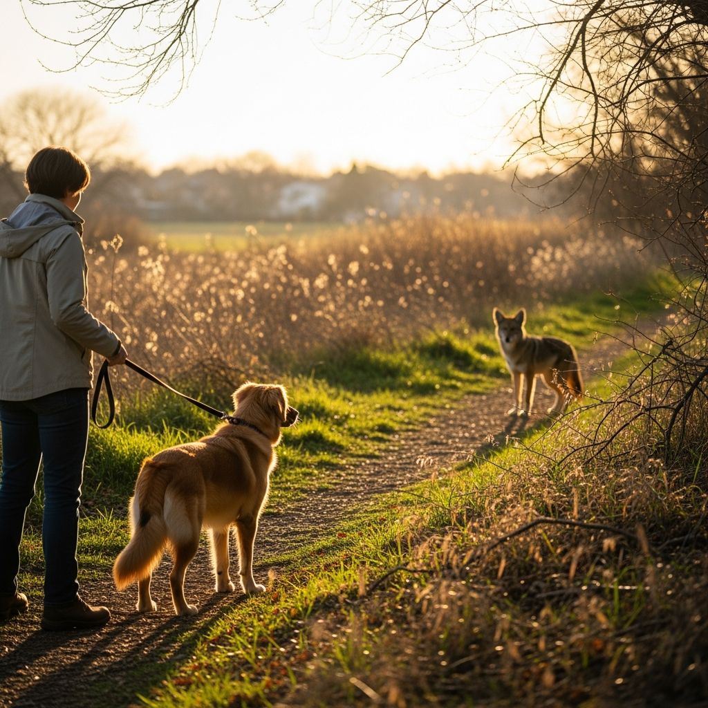 Stay safe on walks: Expert tips for handling coyote encounters with your dog and preventing dangerous interactions.