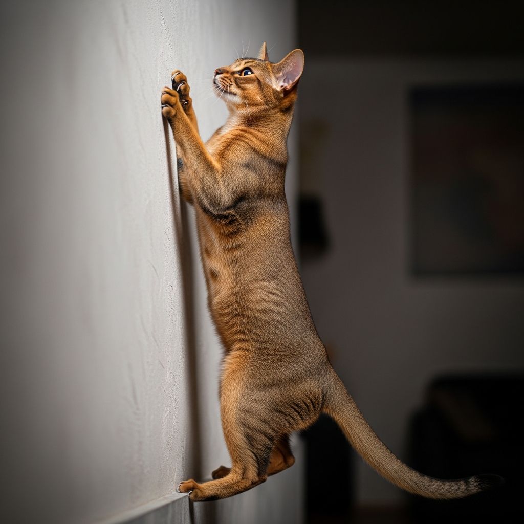 Understand the natural instincts driving your cat's wall-climbing behavior and solutions.