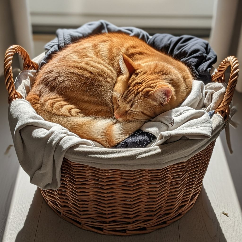 Discover the instinctual and emotional reasons behind your cat's laundry basket obsession.