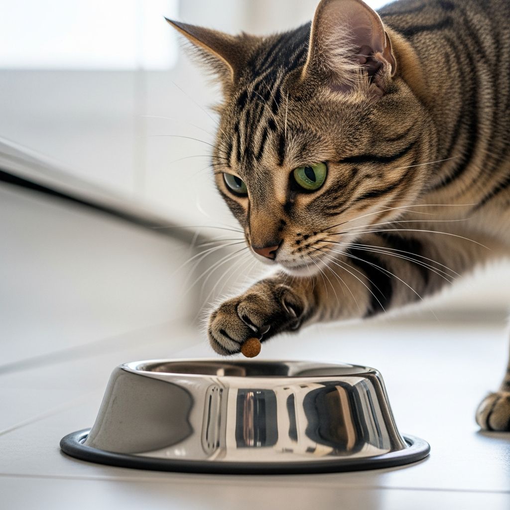 Uncover the reasons behind your cat's quirky habit of removing kibble from the bowl and how to manage it effectively for a happier pet.