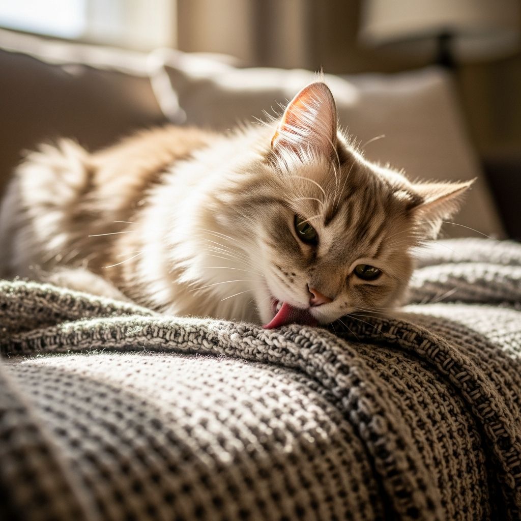 Discover the 7 science-backed reasons your cat licks blankets and learn effective solutions.