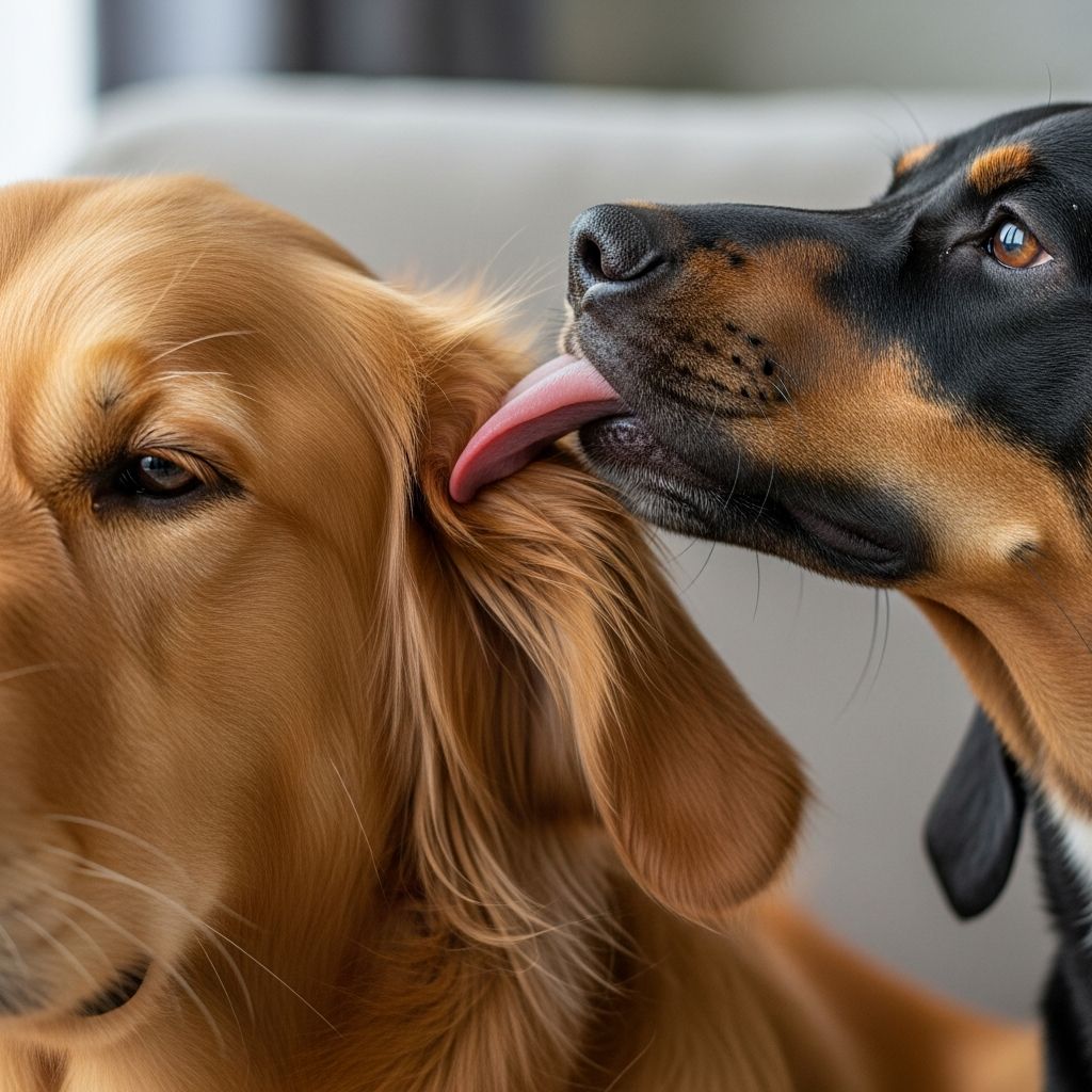 Why Does My Dog Lick My Other Dog’s Ears? Discover the reasons behind your dog's ear-licking habit, from affection and grooming to potential health issues.
