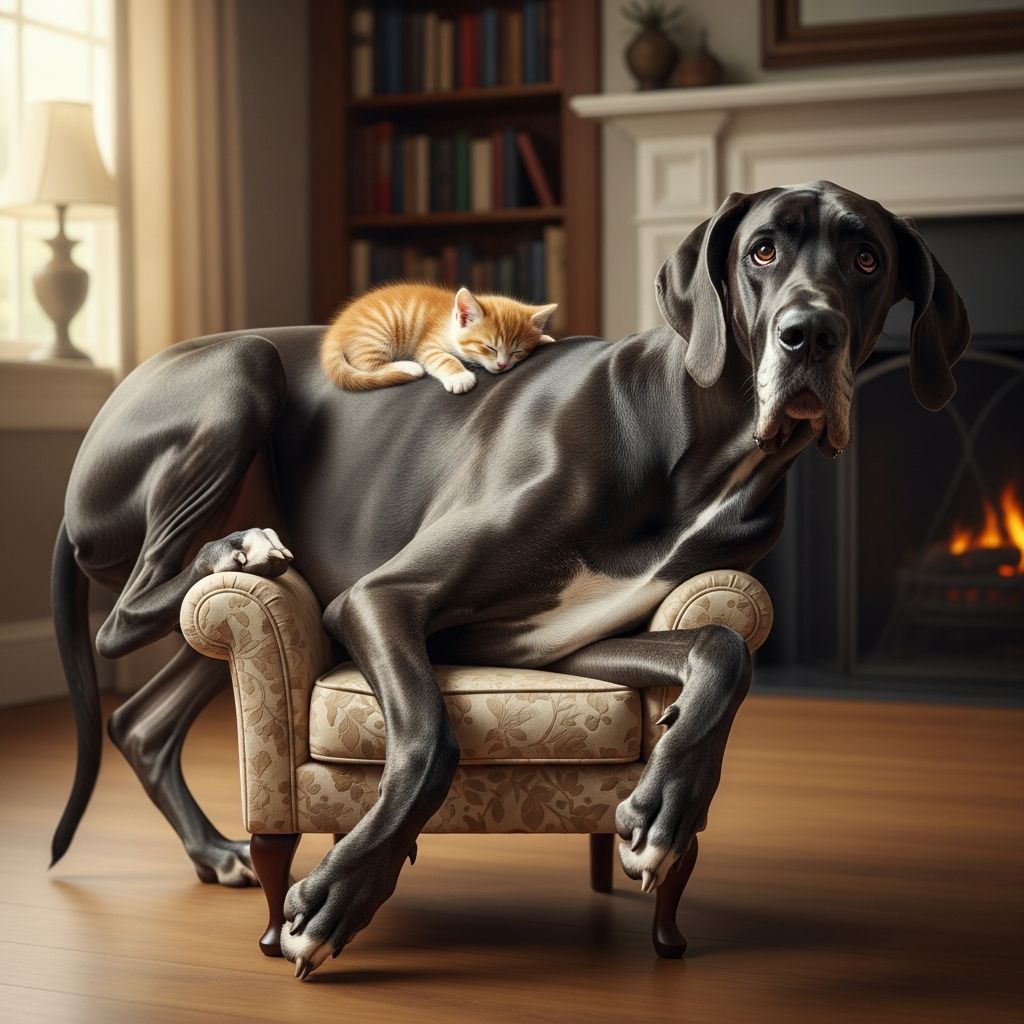 Unravel the charming mystery of why massive Great Danes act like lap dogs, crowding laps and ignoring personal space.
