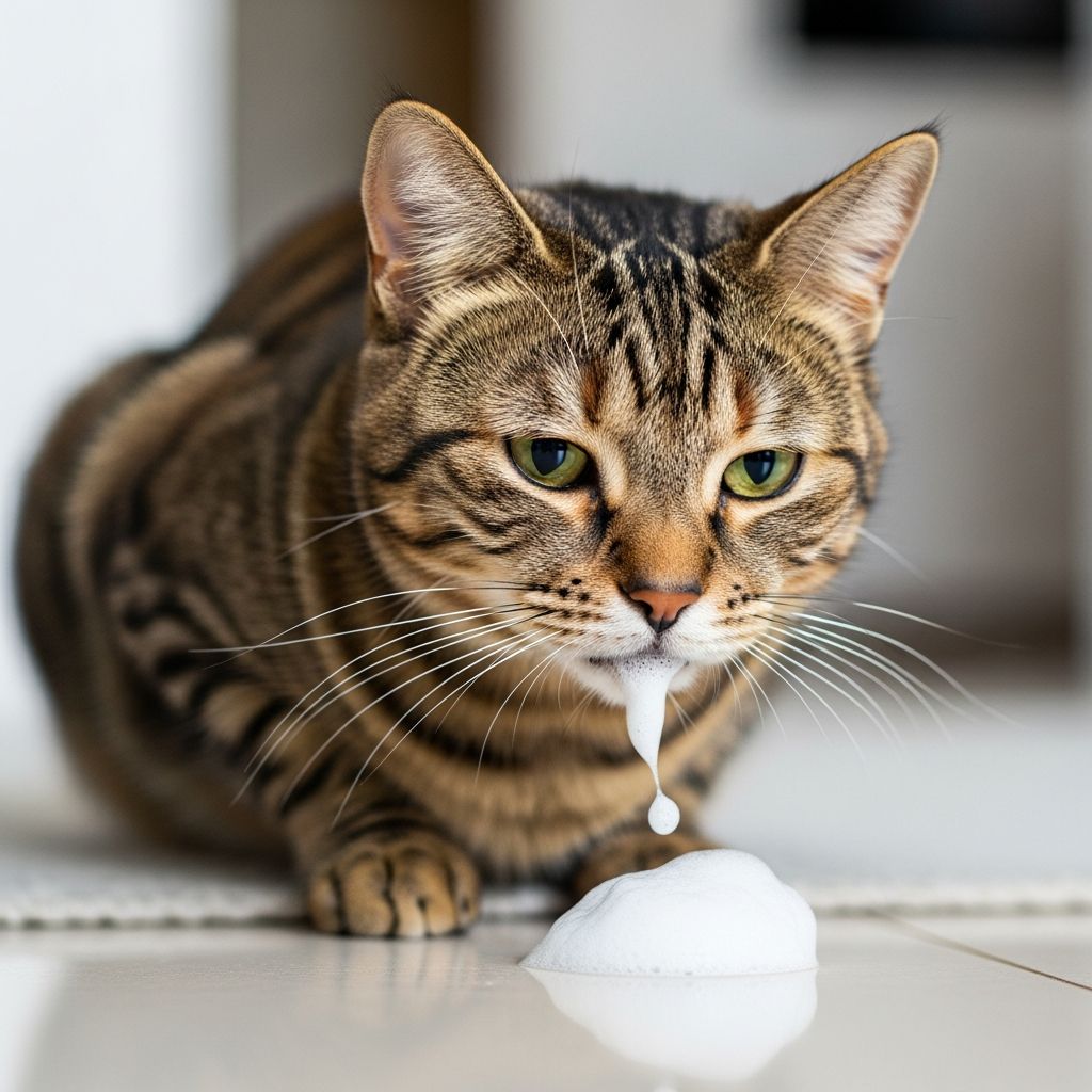 Understanding causes and treatments for white foam vomiting in cats.