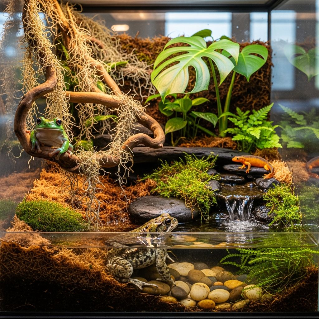 Expert tips for creating thriving homes for pet amphibians with proper temperature, humidity, and habitat design.
