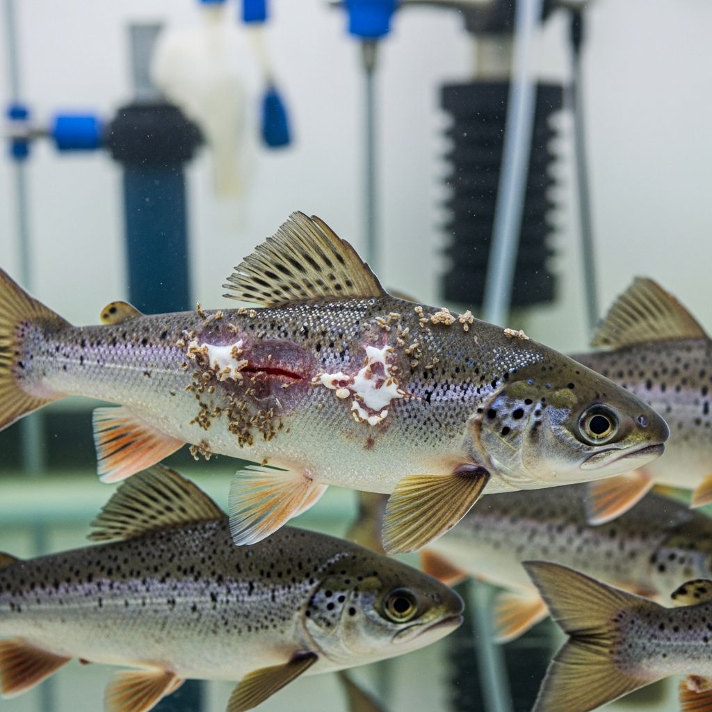 Exploring infectious threats in fish farming, from bacterial outbreaks to prevention tactics for sustainable production.