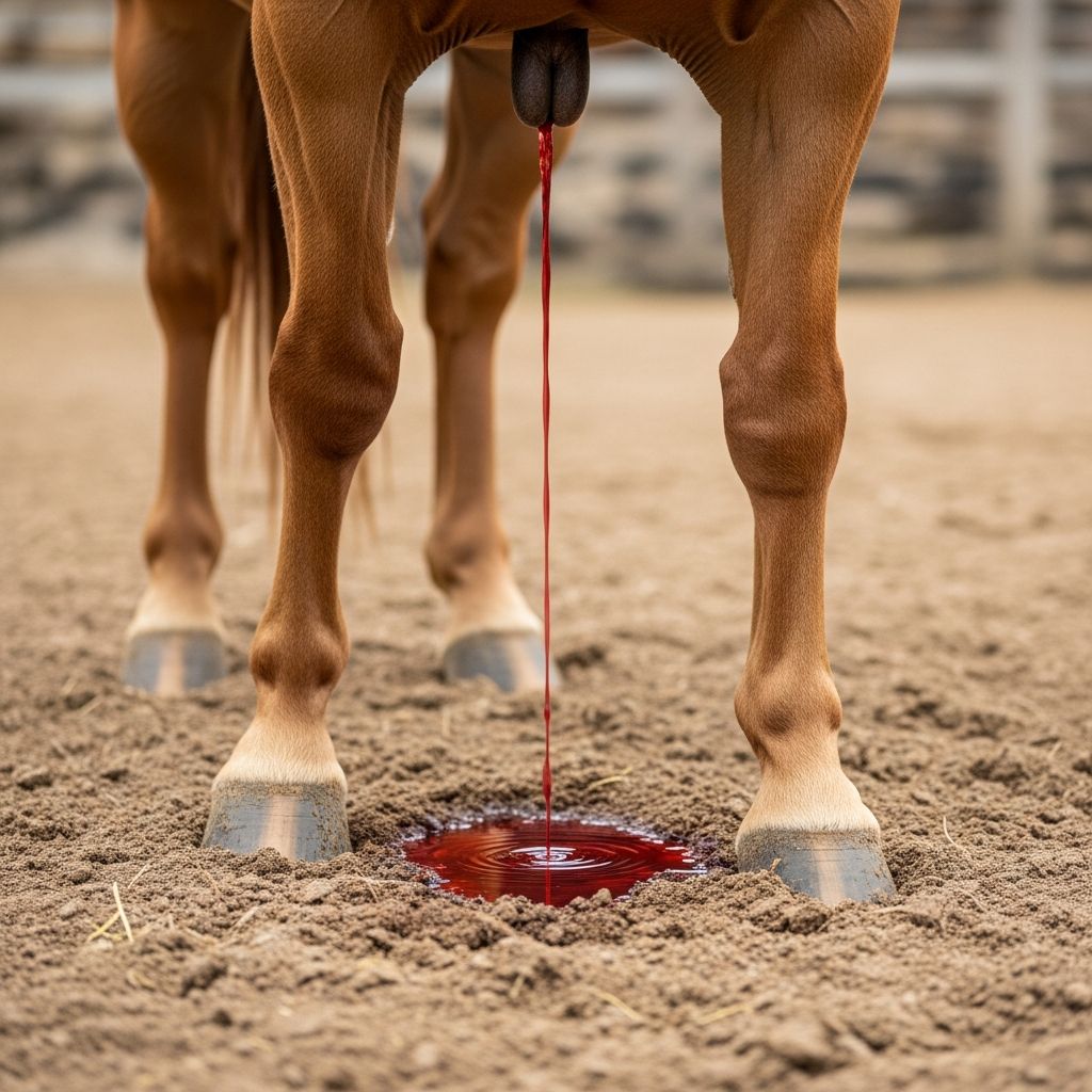 Blood in Horse Urine: Urethral Issues in Males Discover causes, symptoms, diagnosis, and treatments for urethral defects leading to hematuria in adult male horses, ensuring better horse health.