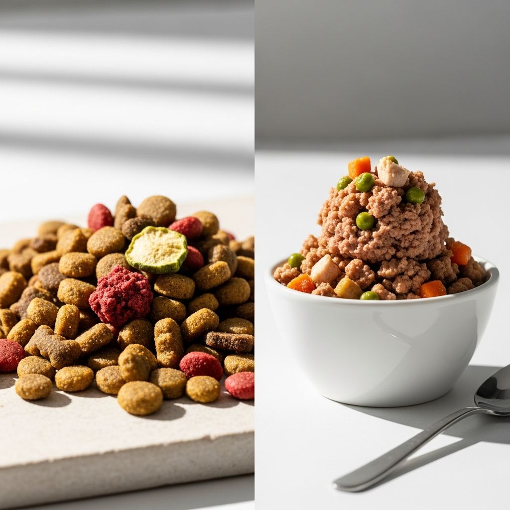 Discover the key differences between dry kibble and wet canned dog food to choose the best option for your pup's health and happiness.