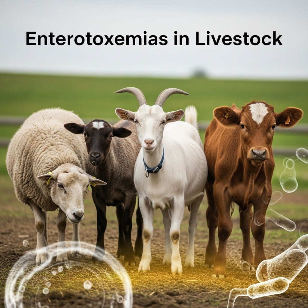 Comprehensive guide to clostridial enterotoxemias affecting sheep, goats, cattle, and other animals, with focus on causes, symptoms, and prevention strategies.