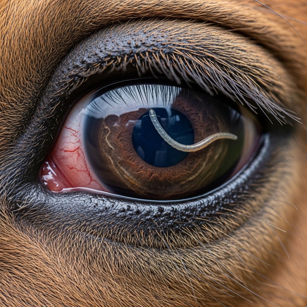 Comprehensive guide to eyeworm infections in livestock: causes, symptoms, diagnosis, treatment, and prevention strategies for healthy herds.