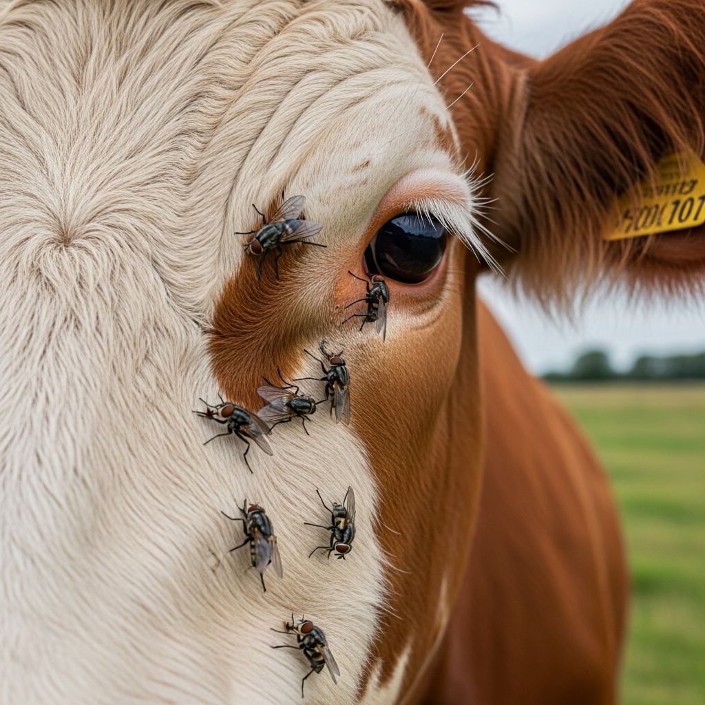 Understand the biology, health risks, and effective strategies to manage face flies impacting cattle productivity and welfare.