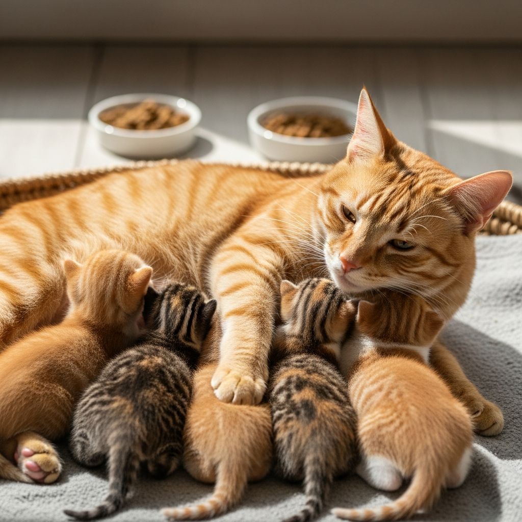 Expert guidance on optimal nutrition for mother cats during lactation to support health and kitten growth.