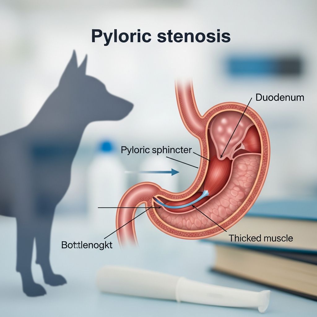 Understand the causes, symptoms, diagnosis, and surgical treatments for pyloric stenosis in dogs to help your pet recover fully.