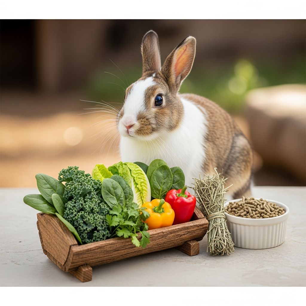 Rabbit Nutrition Guide: 4 Essential Diet Components Comprehensive guide to feeding rabbits for optimal health, covering hay, veggies, pellets, and life-stage needs.