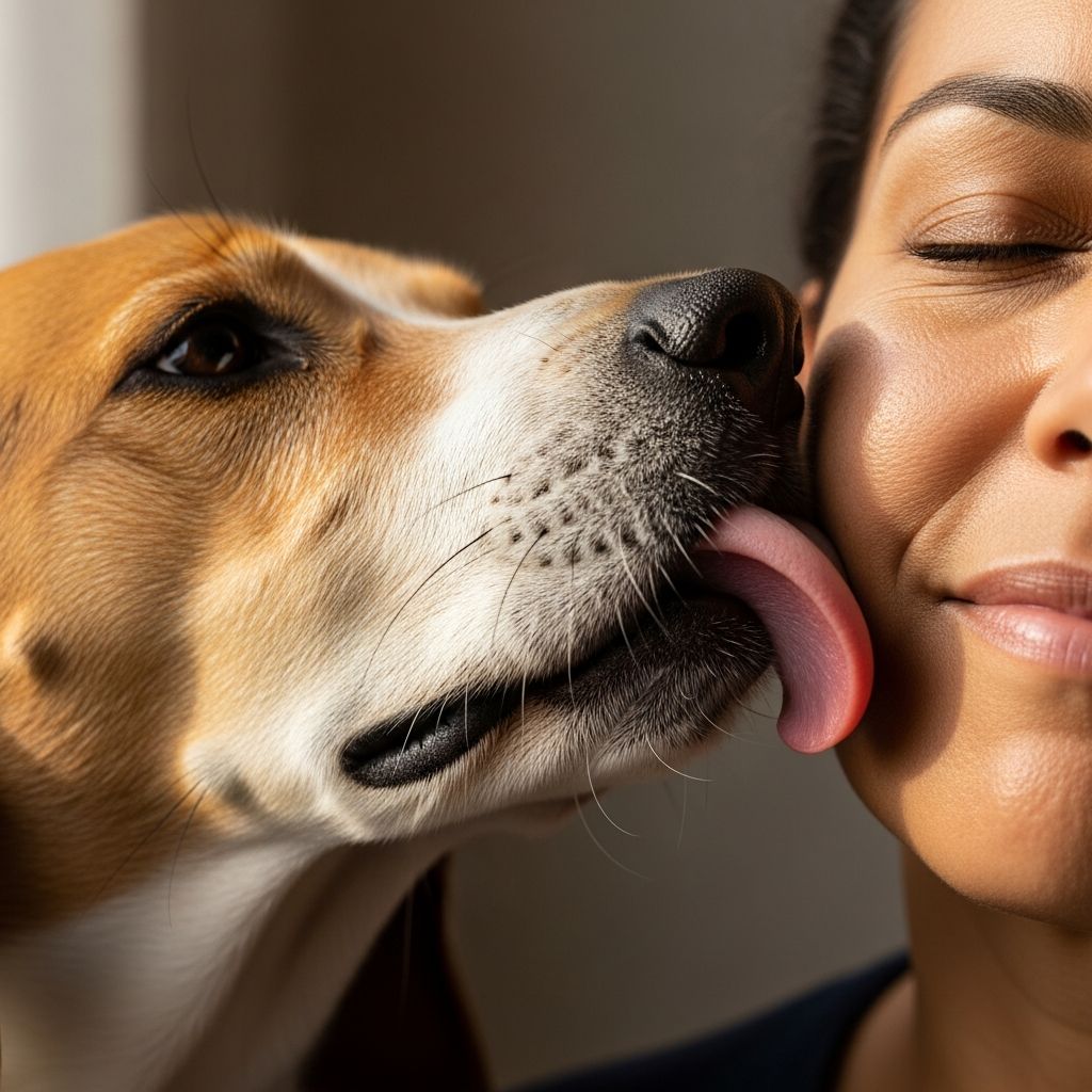 Explore the multiple reasons behind why dogs lick each other's faces, from ancient instincts to modern social cues.
