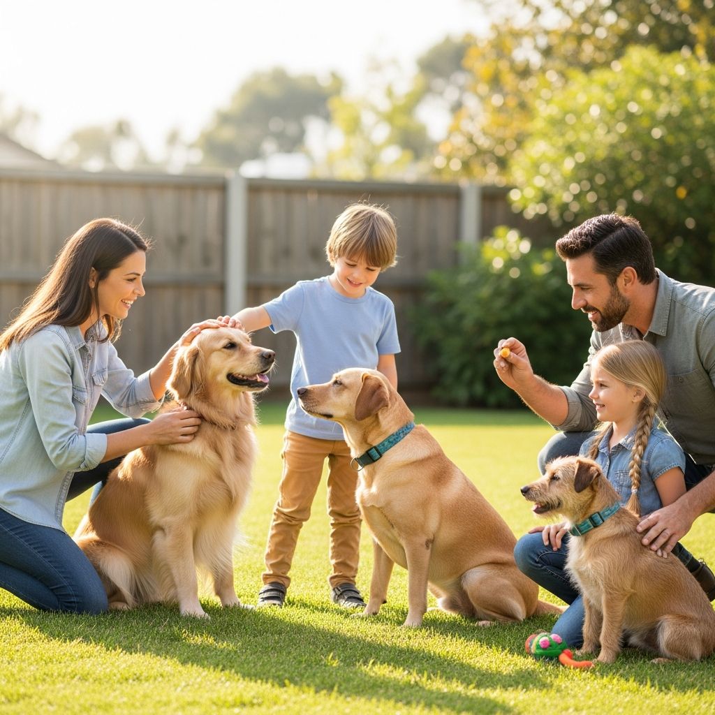 Family Dog Training with Kids Discover fun, safe ways to engage children of all ages in training your family dog, building bonds and life skills together.