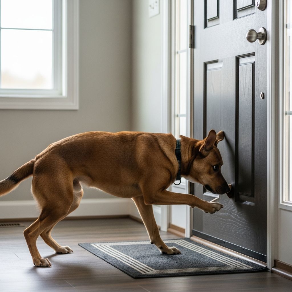 Learn proven strategies to redirect your dog's chaotic door reactions into calm, controlled responses.