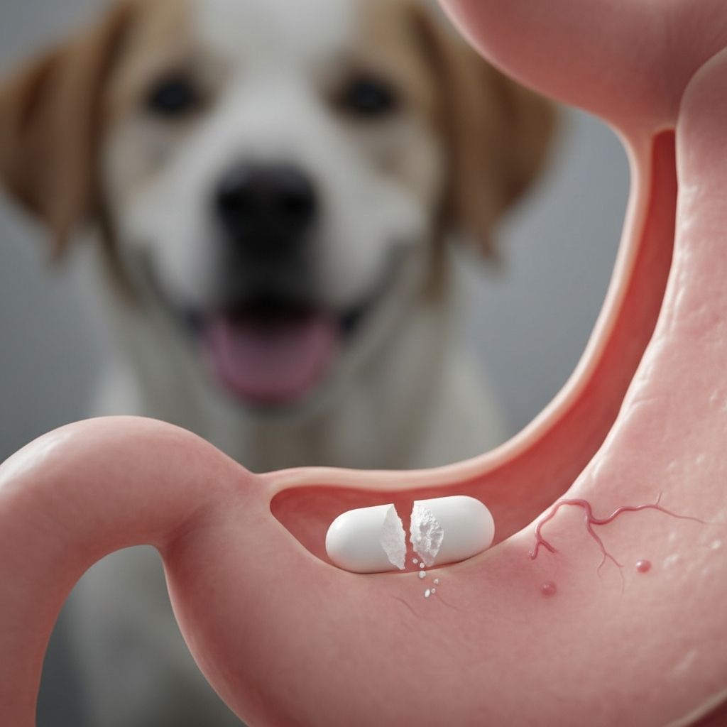 Protective barrier medication for treating canine gastrointestinal ulcers and inflammation